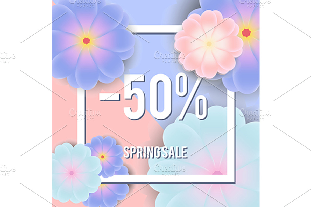 Spring sale banner design template, a Merchandise Mockup by Bunny's ...