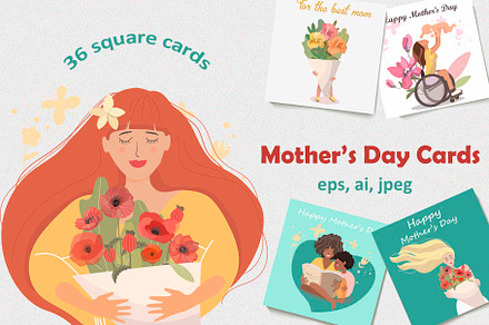 Mother's Day Greeting Cards Set