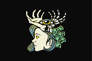 Money and Skeletal Eye, an Object Illustration by nomlimo.com