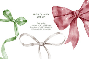 Watercolor Ribbon Bows Clipart.