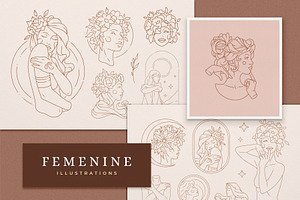 Line Art Women Illustrations Set