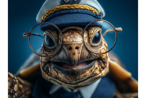 The cute turtle, dressed in a sailor, an Animal Photo by ZinetroN