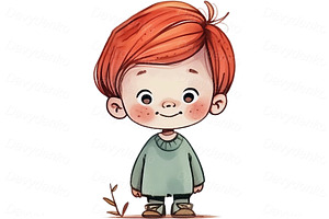 Cartoon Happy Kids Watercolor Child