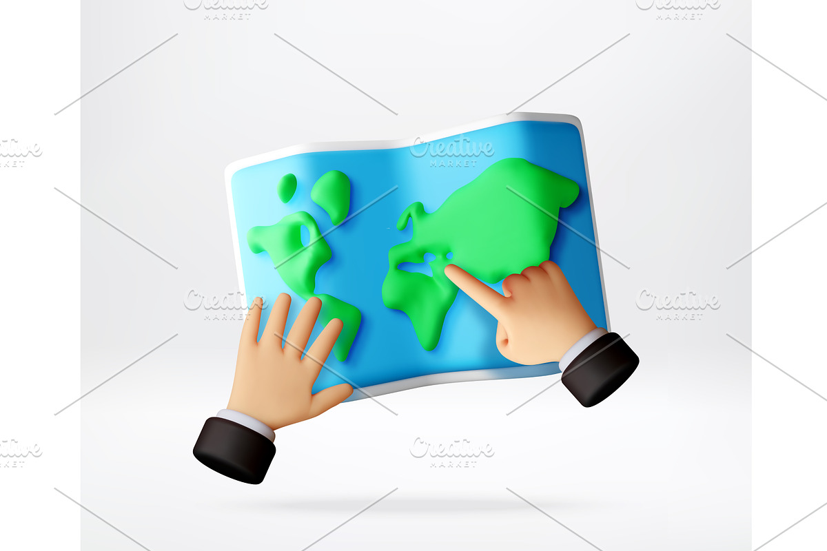 Hand pointing at destination on 3D, a Person Illustration by Abscent