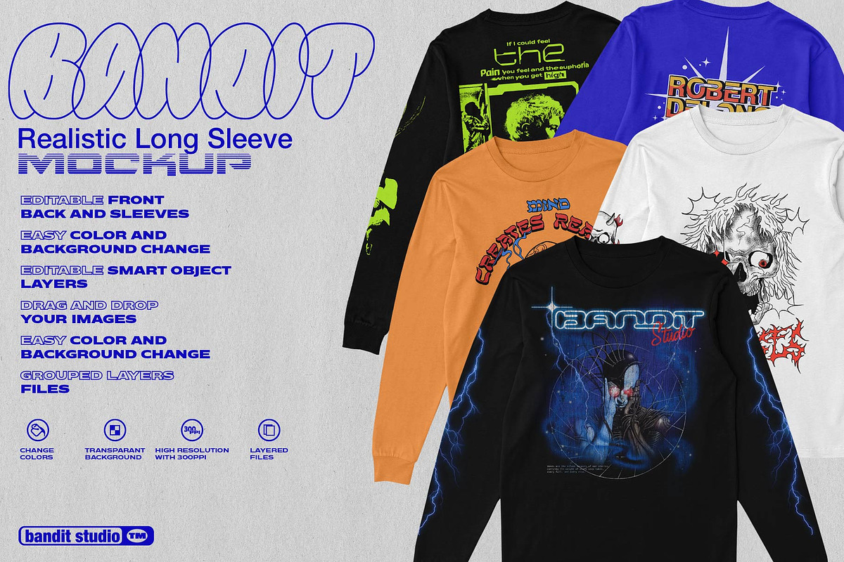 LONG SLEEVE TEE MOCK UP, a Shirt Mockup by Easybandits (Photo 1 of 4)