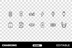 Charging Outline Icon Set