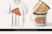 Watercolor PNG Pizza Clipart, a Food Illustration by Geniecreativestudio (Thumbnail 7 of 9)