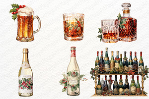 Christmas Drinks Watercolor Clipart