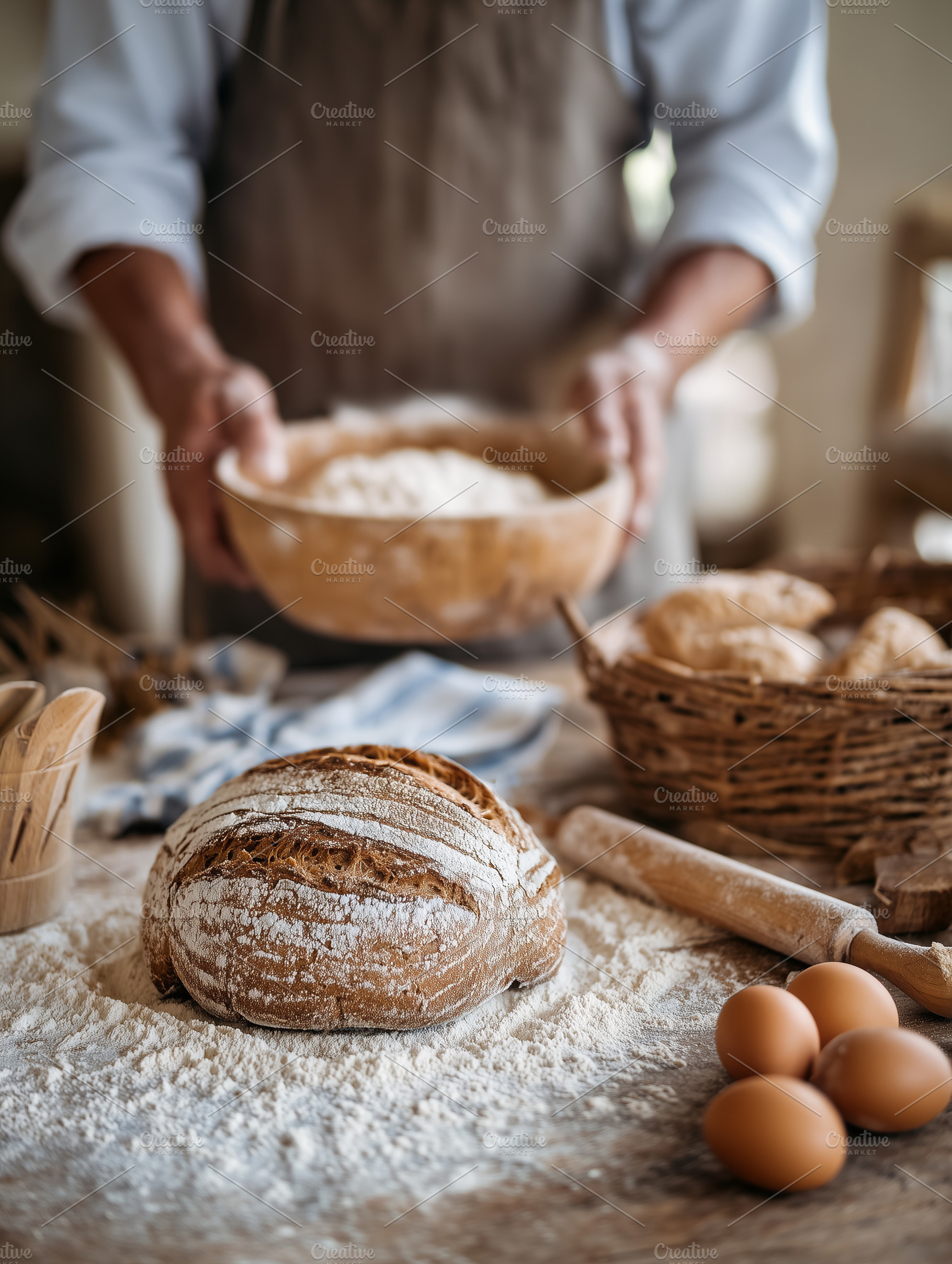 Rustic sourdough bread freshly baked, a Food & Drink Photo by MistyDay