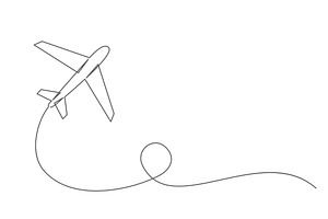 Airplane One line drawing isolated, a Transportation Illustration by IhorZigor