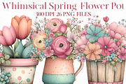 Whimsical Spring Flower pot Clipart, an Illustration by Designworld (Thumbnail 1 of 8)