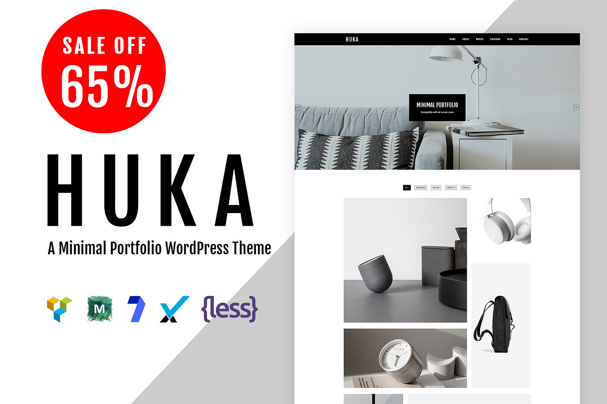 Huka - A Minimal Portfolio WordPess, a WordPress Template by kaiwp
