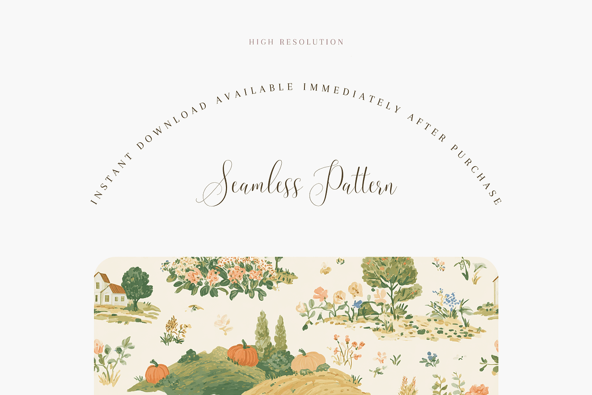 Autumn Cottagecore Floral Seamless Pattern PNG