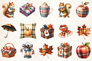Watercolor Plaid Autumn Clipart, an Illustration by Rose Art (Thumbnail 2 of 7)