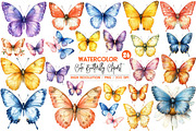 Watercolor Cute Butterfly Clipart, an Illustration by SinaCreation (Thumbnail 1 of 5)