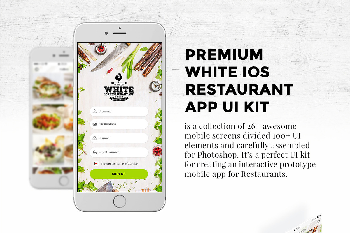 Premium White IOS Restaurant App ui, a Templates & Theme by Sladedesign (Photo 3 of 4)