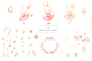 BUNNY BALLERINAS clipart.Watercolor, an Illustration by OlliArtDesign (Thumbnail 2 of 5)
