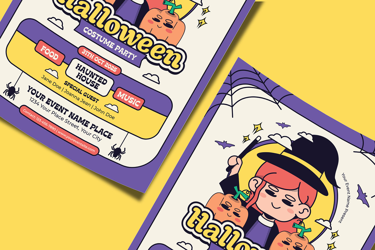 Retro Halloween Costume Party Flyer, a Flyer Template by Tiptop Graphic (Photo 3 of 5)