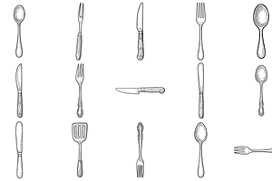 Vintage Cutlery Set, an Object Graphic by nikagraphic
