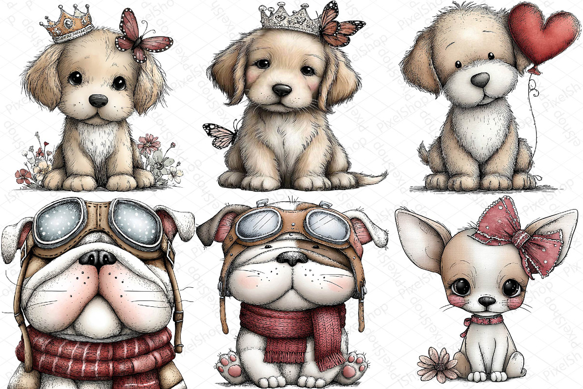 Cute Funny Dog - Whimsical Clipart, an Illustration by DreamPrint404 (Photo 4 of 6)