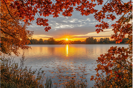 serene lake reflects stunning autumn, a Nature Photo by Lermont51