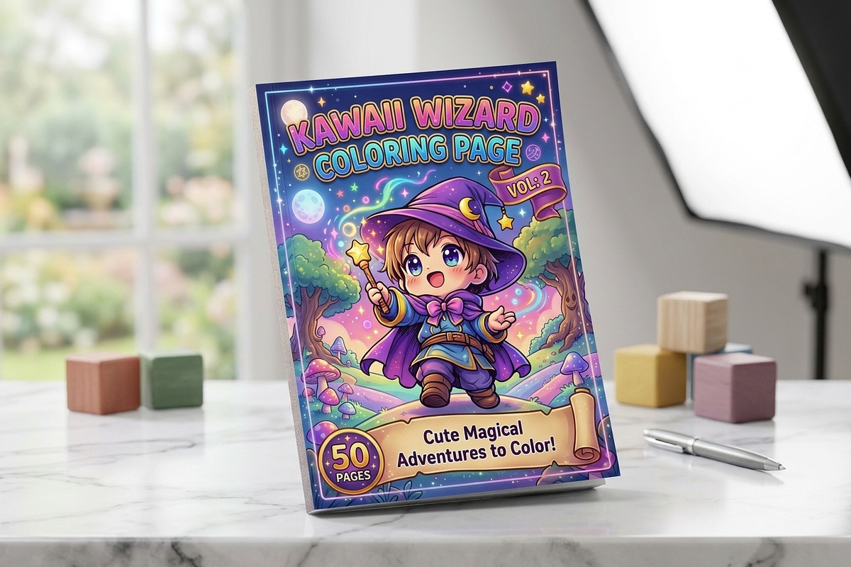 Cute Wizard Coloring Book Pages Vol2, a Seasonal Illustration by ikarifq shop (Photo 2 of 5)