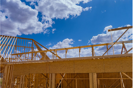 Closeup new stick built home under, an Industrial Photo by Ungvar Studio