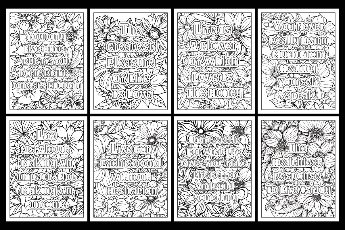 Life Quotes Coloring Pages, a Graphic by protabsorkar11 (Photo 3 of 3)