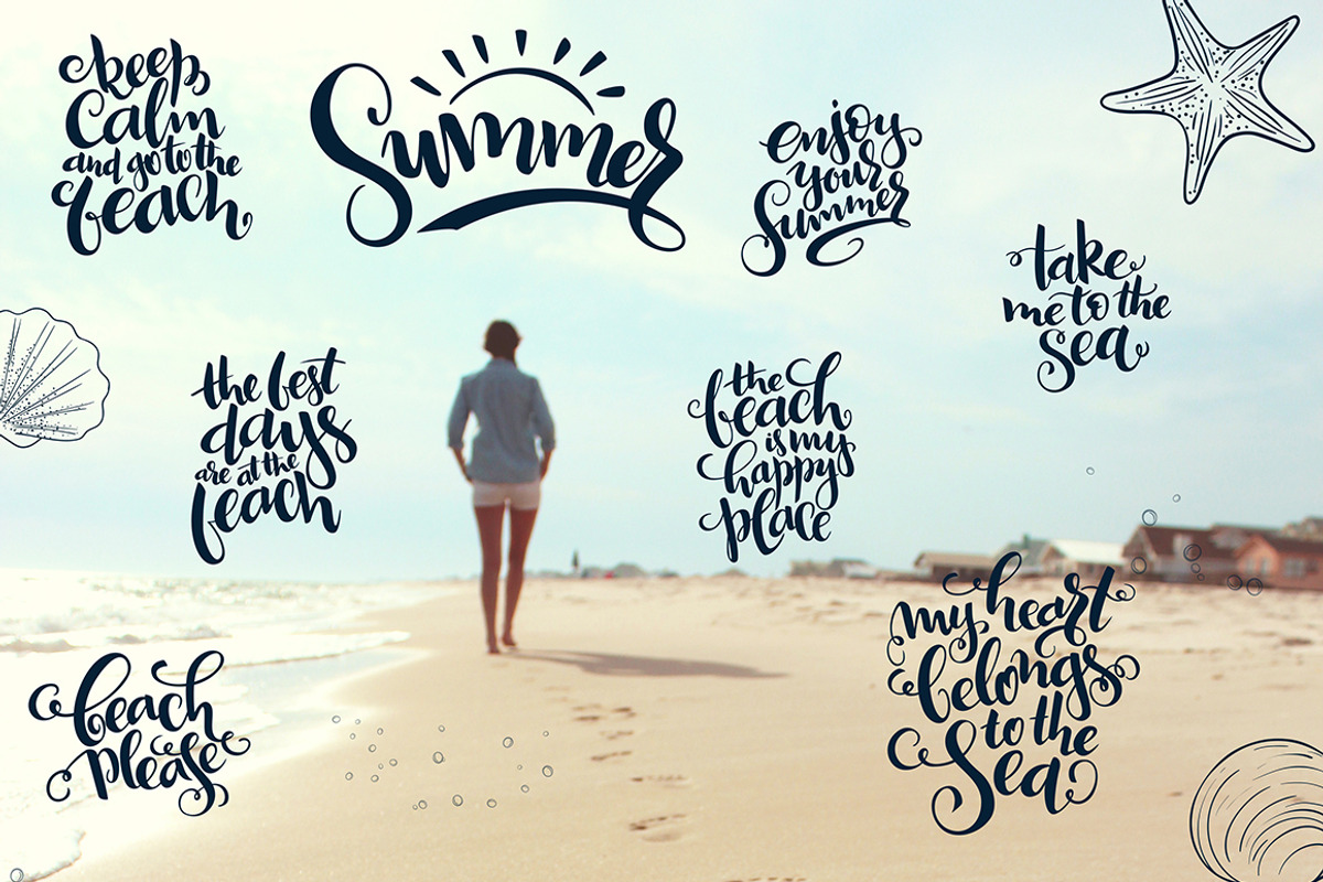 Summer sea lettering and doodle set, a Graphic by catary art (Photo 8 of 8)
