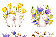 Easter bunnies. Watercolor set., an Illustration by babenkoirusa (Thumbnail 4 of 16)