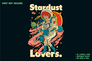 Astronaut Girl Hugging Skeleton, a Branding & Logo Template by Judsart