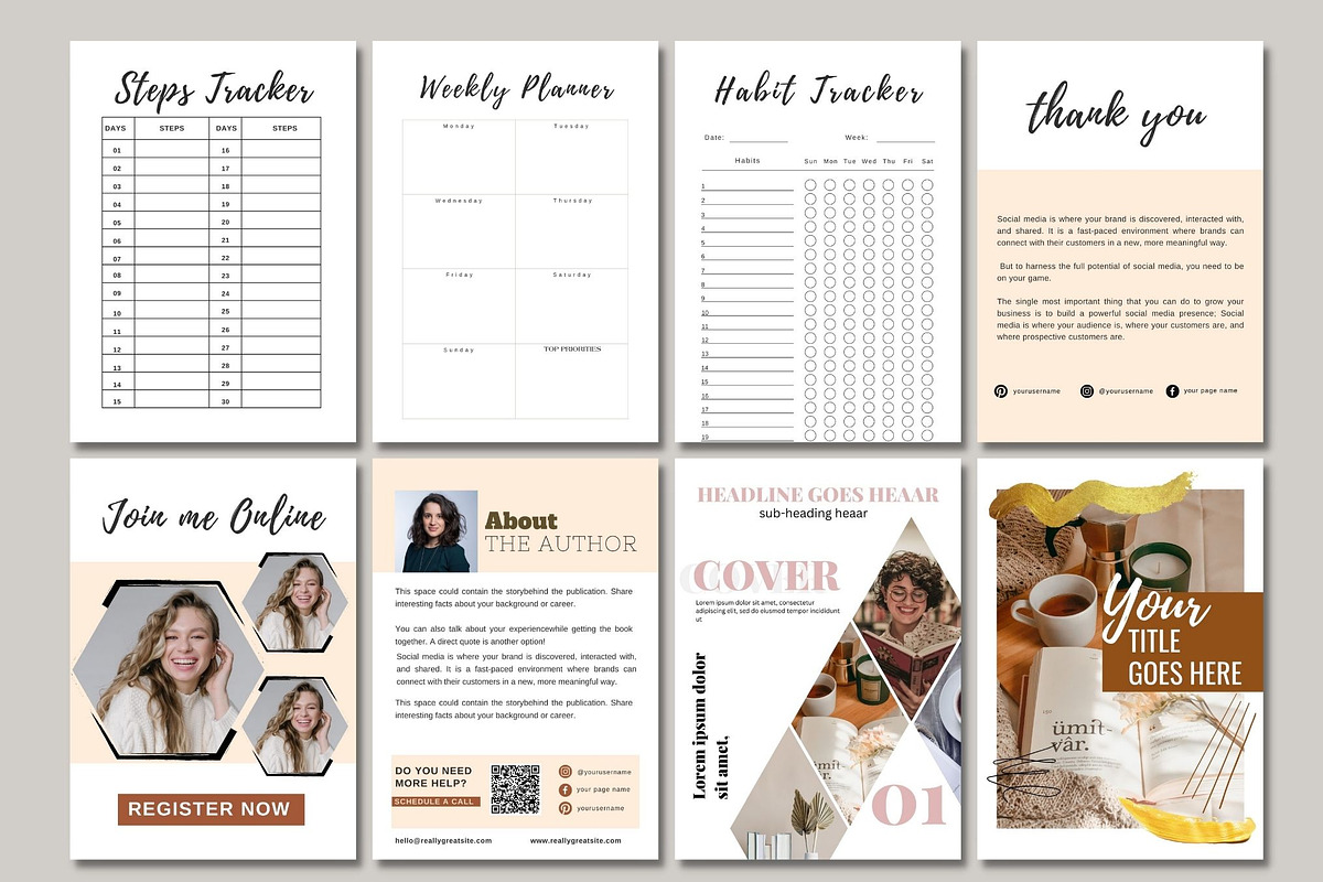 Ecourse Workbook& ebook Canva Templa, a Magazine Template by iloveTemplate (Photo 8 of 8)
