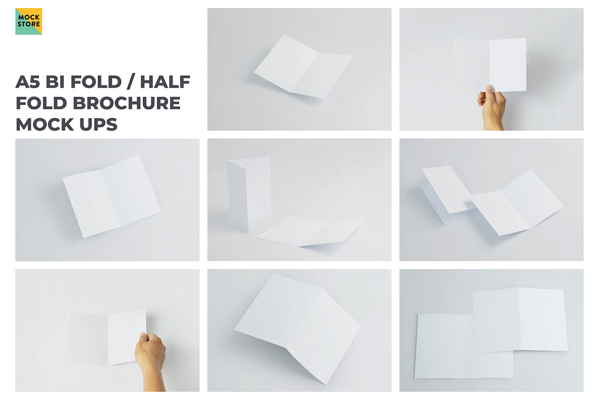 A5 Bifold/Half-Fold Brochure Mockup, a Print Template by Mockstore