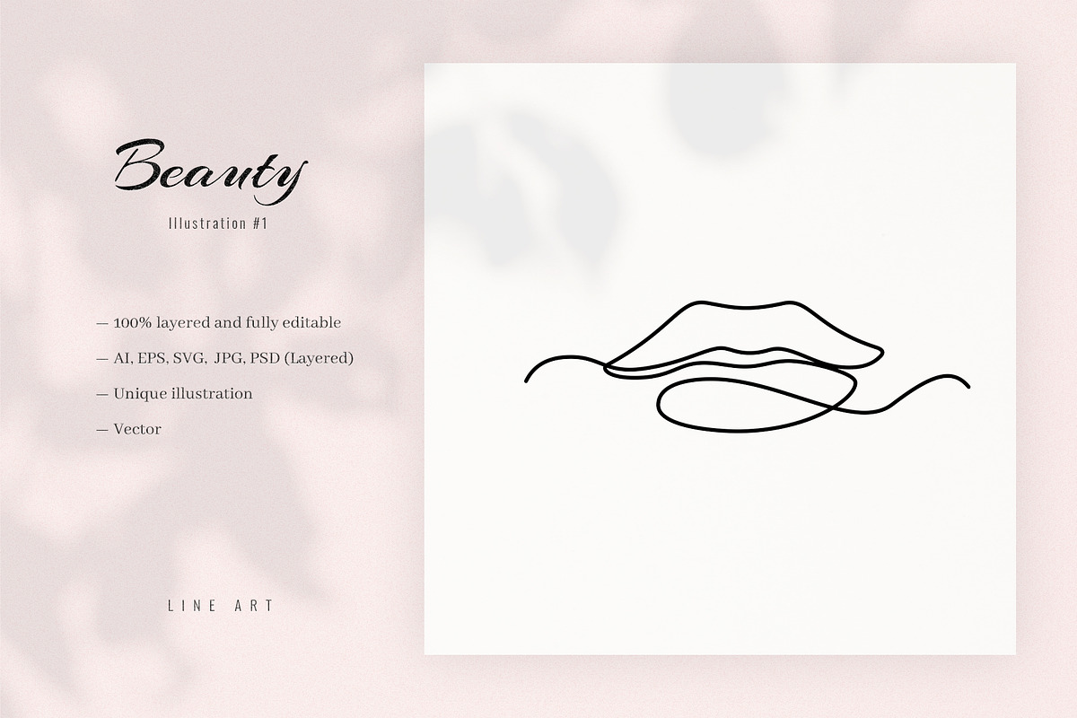 Beautiful Woman. Lips Line Art, a Work Illustration by le-genda