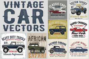 VECTOR SET OF VINTAGE CARS