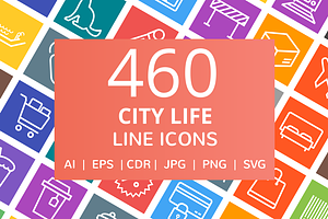 460 City Life Line Multicolor Icons