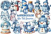 Christmas Blue Toile Snowman Clipart, an Illustration by Dream Creation (Thumbnail 1 of 7)