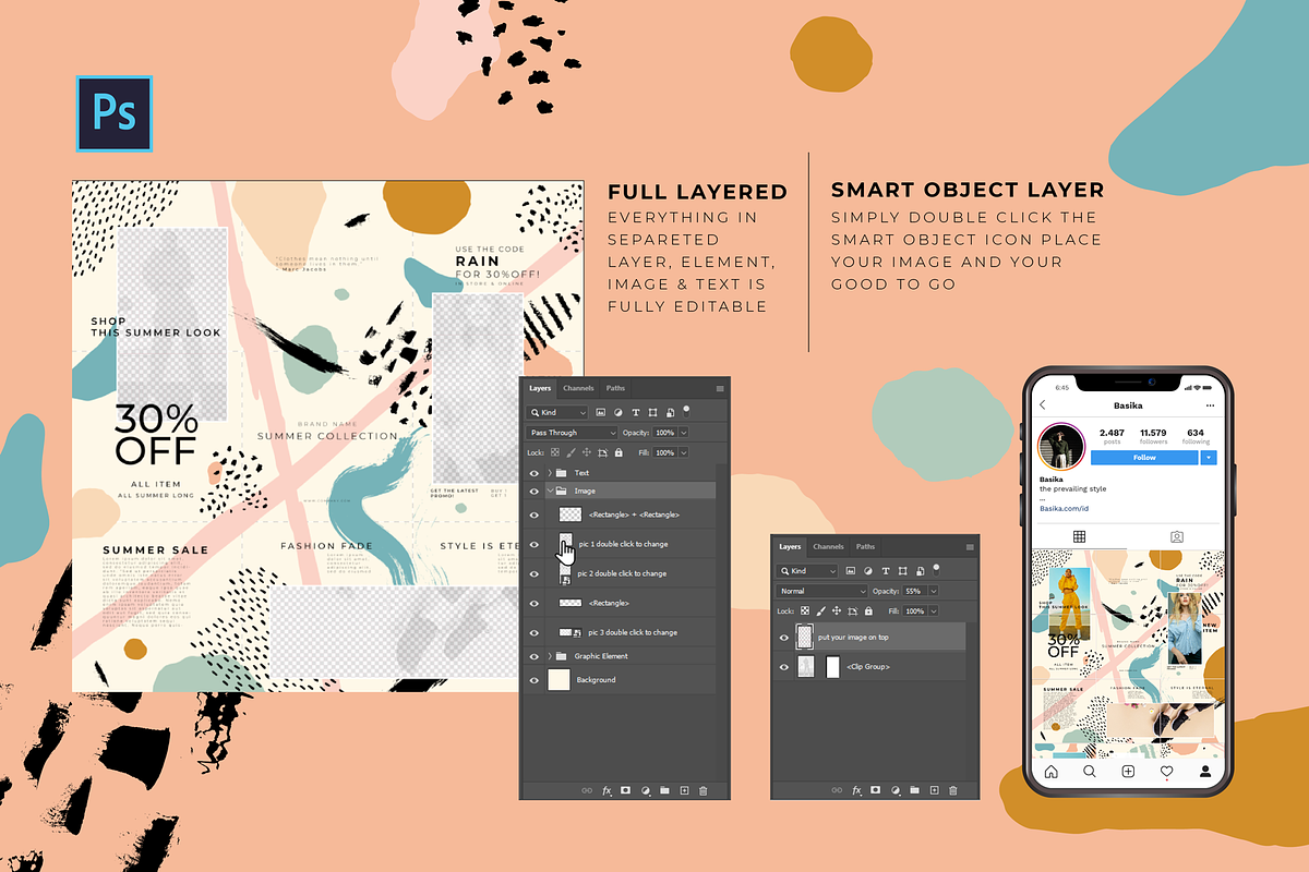 BASIKA Instagram post template, a Social Media Template by Storyteller Imagery (Photo 4 of 9)
