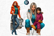 Modern Winter girls cliparts, a Seasonal Illustration by ThatsDesignArt (Thumbnail 14 of 18)