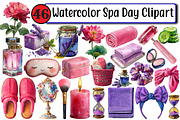 Watercolor Spa Day Clipart, an Illustration by Design Market (Thumbnail 1 of 3)