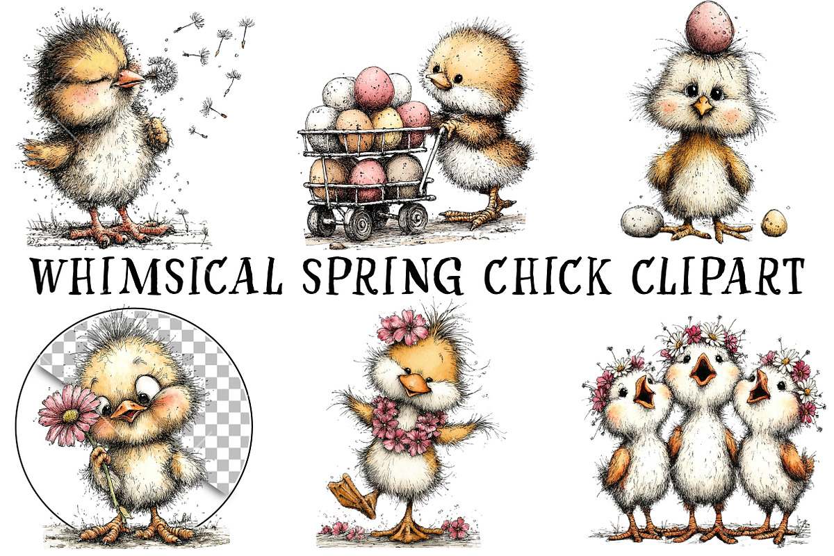 Whimsical Spring Chick Clipart, an Illustration by OK Design (Photo 2 of 6)