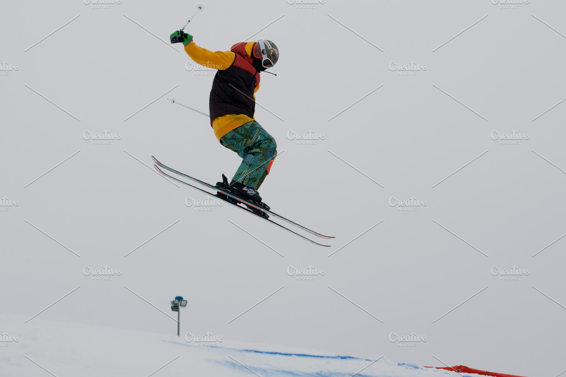 Skier in flight stock photo containing skier and athlete