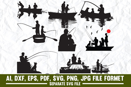 Family fishing,Fishing Fish,hiking, an Illustration by asmatanha