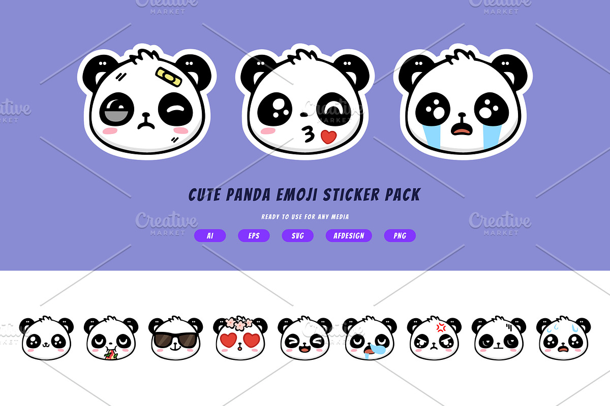 Cute Panda Emoji Sticker Pack, an Animal Illustration by itefan Studio