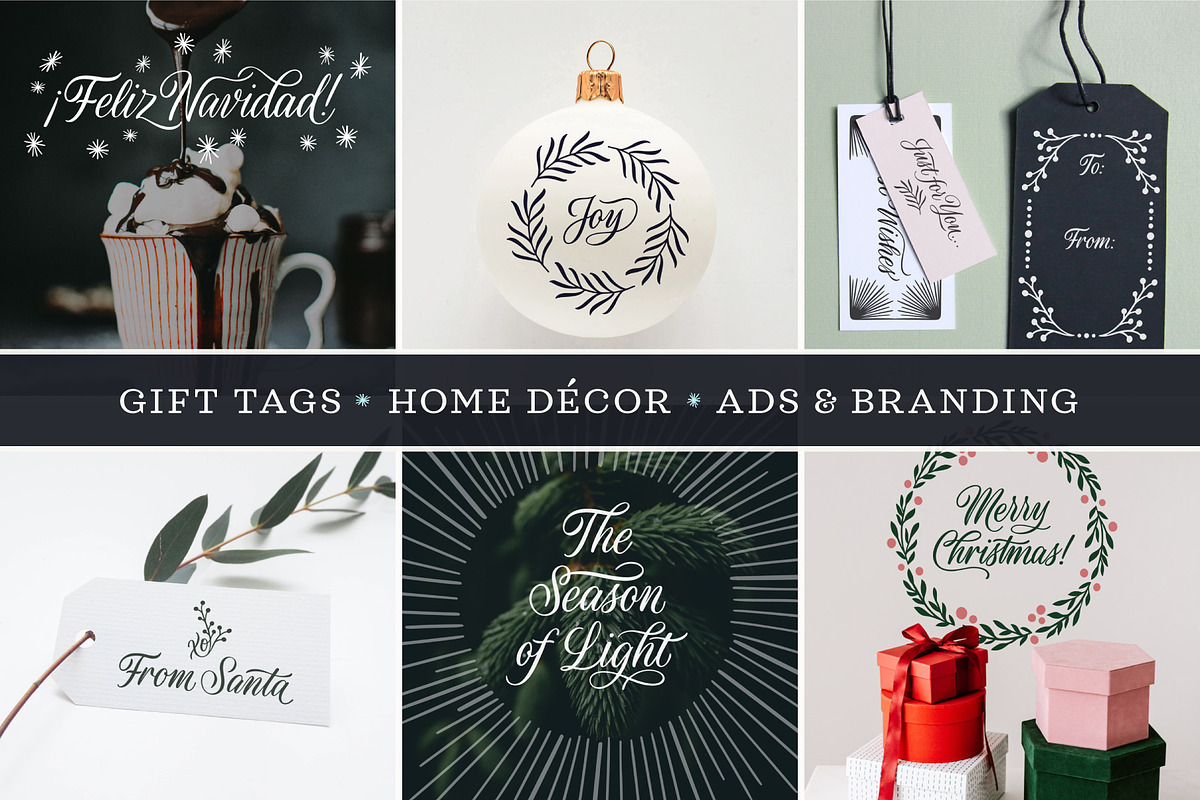 Merry Christmas Calligraphy Vectors, a Decorative Illustration by Molly Suber Thorpe (Photo 2 of 7)