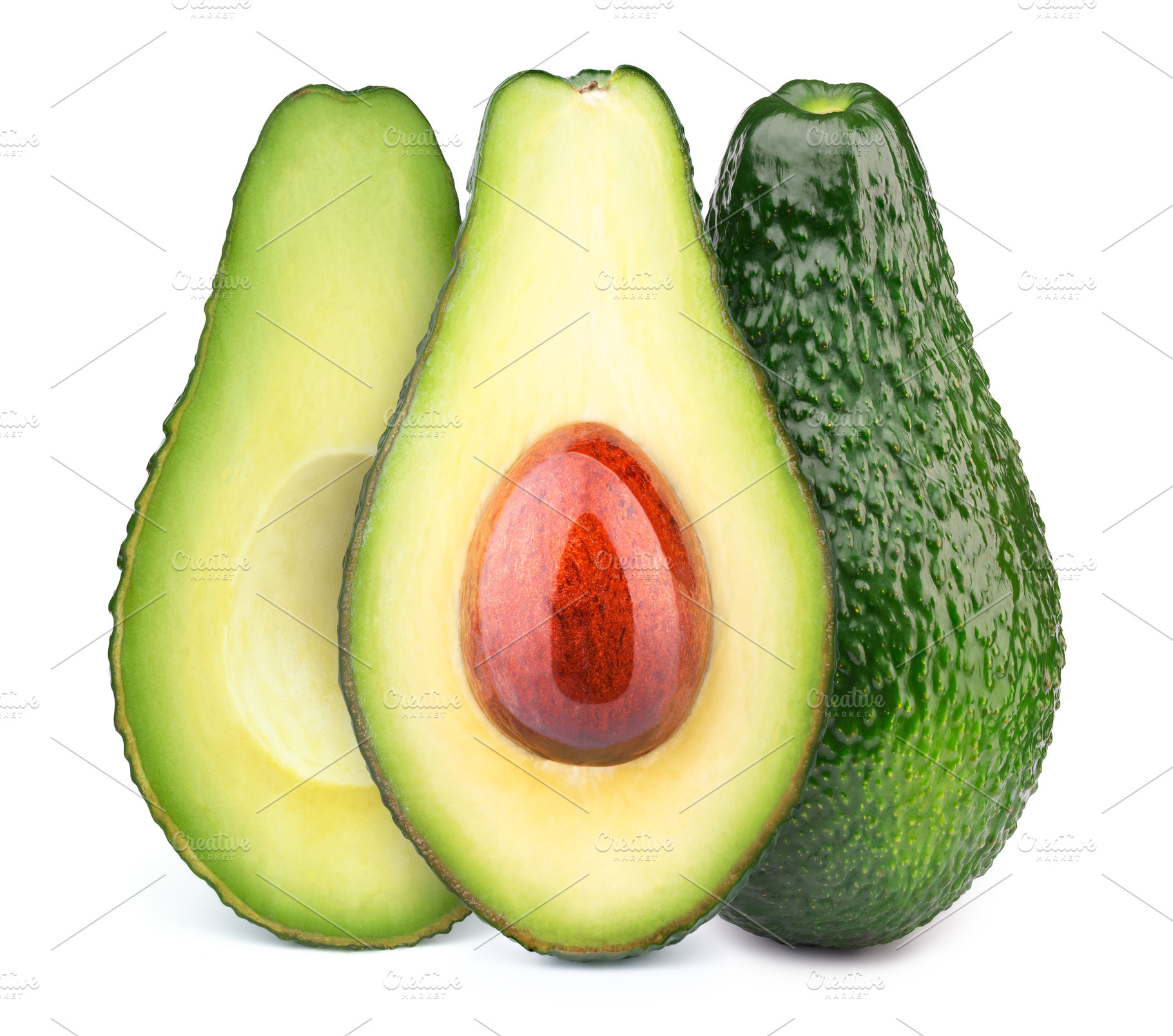 Three avocados isolated featuring avocado, fresh, and stone, a Food & Drink Photo by vmenshov