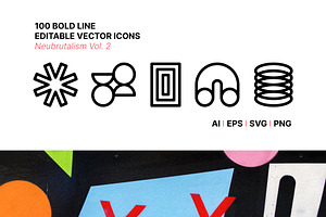100 Neubrutalism Icons Vol. 2, an Outline Icon by Side Project