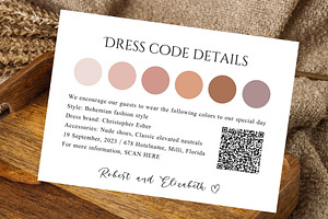 QR Code Wedding Event Attire Card