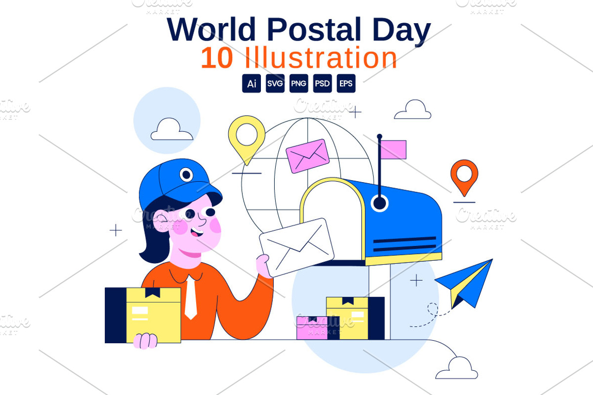 10 World Postal Day Illustration, a Person Illustration by denayunebgt (Photo 1 of 4)