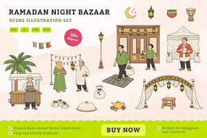 Ramadan Night Bazaar Illustration